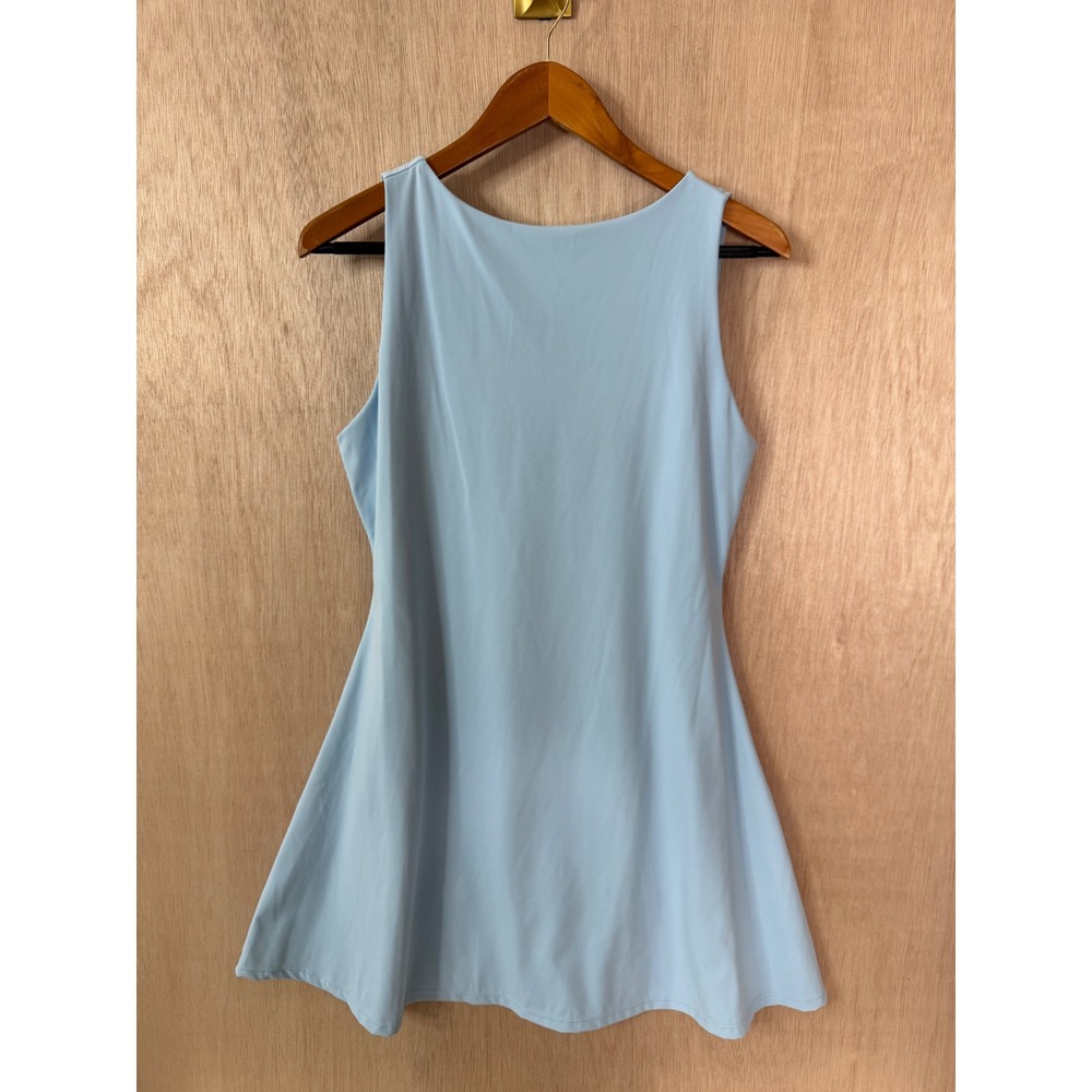 Qinsen Light Blue Athletic Dress with Built-in Shorts and Pockets Sleeveless
